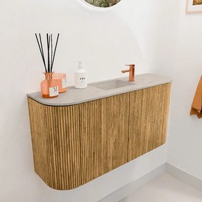 Mondiaz Joya DLux 85cm toiletmeubel ronding links/rechts oak met wastafel faye midden 1 kraangat opalo