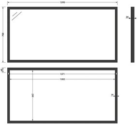 Brauer Onyx rechthoekige spiegel 140x70cm zwart geborsteld