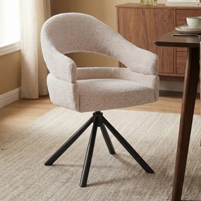 Eetkamerstoel Met Open Rug Beige Zwart