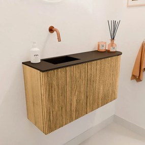 Mondiaz Joya 80cm toiletmeubel ronding rechts oak met wastafel faye links zonder kraangat urban