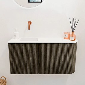 Mondiaz Joya 80cm toiletmeubel ronding rechts shadow met wastafel faye links zonder kraangat talc