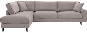 Goossens Bank Jonas beige, stof, 3,5-zits, urban industrieel met ligelement links