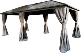 Metalen tuinhuisje Sardinia 3x6 met gordijnen Garden Point antraciet