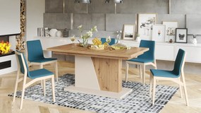 NOBLE NOIR Artisan Oak/beige – uitschuifbare tafel tot 218 cm, voor 8, 10