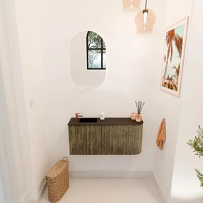 Mondiaz Joya 90cm toiletmeubel ronding rechts dusk met wastafel faye links 1 kraangat urban