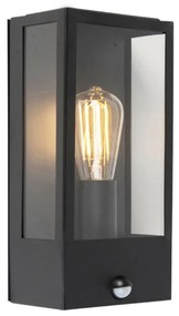 Buiten wandlamp zwart met bewegingsmelder IP44 - Rotterdam Modern E27 IP44 Buitenverlichting
