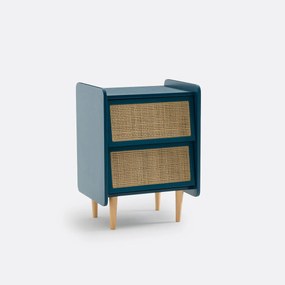 Nachtkastje van riet met 2 laden, Kaya