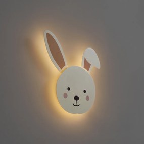 Kinder wandlamp beige met detail incl. LED 3-staps dimbaar - Benny the Bunny
