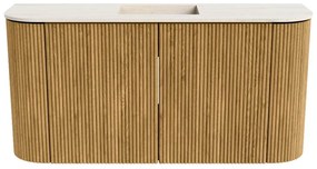 Mondiaz Joya DLux 85cm toiletmeubel ronding links/rechts oak met wastafel faye midden zonder kraangat meli