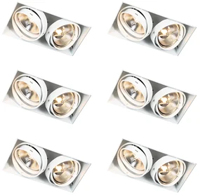Set van 6 Inbouwspot wit GU10 AR111 trimless 2-lichts - Oneon GU10 Binnenverlichting Lamp