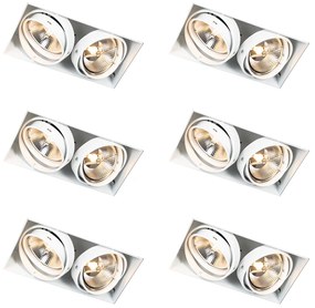 Set van 6 Inbouwspot wit GU10 AR111 trimless 2-lichts - Oneon GU10 Binnenverlichting Lamp