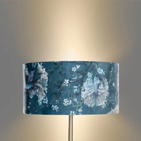 Vloerlamp messing met velours kap vis dessin 50cm - Simplo Klassiek / Antiek, Modern E27 rond Binnenverlichting Lamp