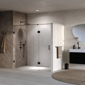 Brauer Void profielloze nisdeur 190cm met draaideur 70cm aan glas zwart mat