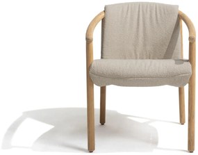 4 Seasons Outdoor Tess teak dining chair met bouclé bekleding  Tuinstoel    taupe weerbestendig