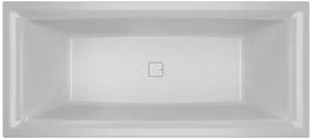 Riho Still Square half vrijstaand bad 170x75cm midden wit glans met Fall overloop