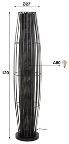Staande Vloerlamp Zwart Metaal 120 Cm