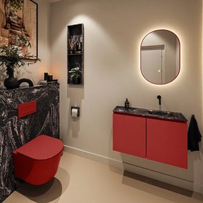 Mondiaz Ture DLux toiletmeubel 80cm fire met wastafel lava rechts zonder kraangat