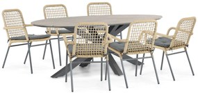 Tuinset 6 personen 220 cm Aluminium/Rope Taupe De Laan Projects