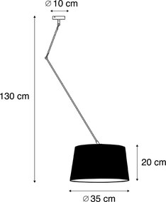 Hanglamp staal met linnen kap taupe 35 cm  - Blitz