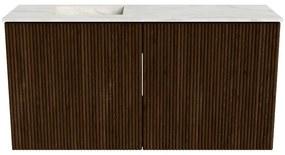 Mondiaz Joya DLux 80cm toiletmeubel walnut met wastafel faye links 1 kraangat ostra