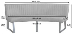 Eetkamerbank - Oval - geschikt voor ovale tafel 200 cm - lederlook Missouri cognac 03