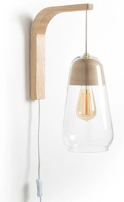 Wandlamp in glas en hout Nasoa