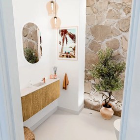 Mondiaz Joya DLux 115cm toiletmeubel ronding links/rechts oak met wastafel faye midden 1 kraangat meli