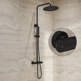 Saniclear Nero Stripes opbouw regendouche mat zwart met 30cm hoofddouche