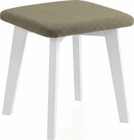 Mazzoni MILO Groen (stof Storm 34)/wit beuken onderstel - VIERKANTE GESTOFFEERDE KRUK VOOR KEUKEN/WOONKAMER
