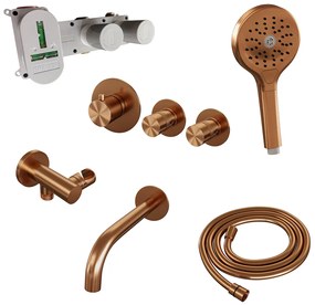 Brauer Copper Edition inbouw badkraan met uitloop en 3 standen handdouche koper geborsteld PVD