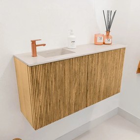 Mondiaz Joya DLux 80cm toiletmeubel oak met wastafel faye links 1 kraangat meli