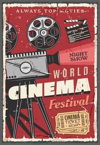 Ilustratie Cinema festival retro poster, vintage camcorder, seamartini