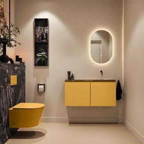 Mondiaz Ture DLux toiletmeubel 100cm ocher met wastafel lava rechts zonder kraangat