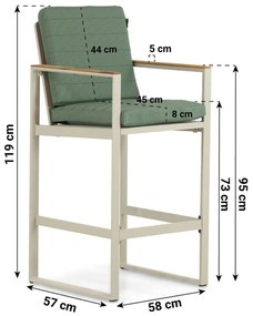 Barstoel Aluminium/Teak Taupe-naturel-bruin Lifestyle Garden Furniture Faro
