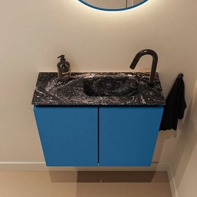 Mondiaz Ture DLux toiletmeubel 60cm jeans met wastafel lava rechts met kraangat