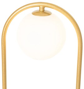 Art Deco vloerlamp goud met wit glas - Isabella Art Deco, Design G9 ovaal Binnenverlichting Lamp