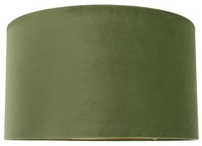 Stoffen Velours lampenkap groen 35/35/20 met gouden binnenkant cilinder / rond
