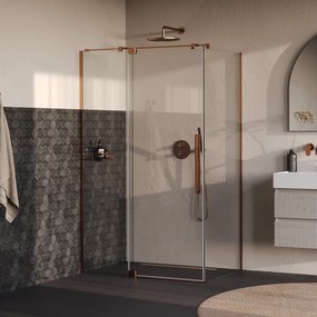 Brauer Stellar douchecabine met draaideur 120x100cm koper geborsteld PVD
