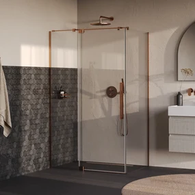 Brauer Stellar douchecabine met draaideur 120x100cm koper geborsteld PVD