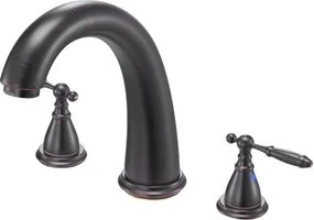 VEVOR Romeinse badkraanset met 2 handgrepen, roestvrijstalen badkraan met hoge booguitloop voor montage op het dek voor baden voor volwassenen, bronskleur