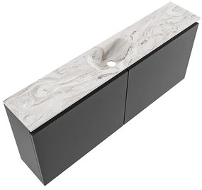 Mondiaz Ture DLux toiletmeubel 120cm dark grey met wastafel glace midden met kraangat