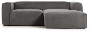 Kave Home Blok Kleine Hoekbank 240 Cm Ribstof Grijs Chaise Longue Rechts