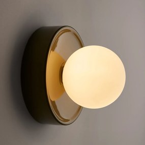 Wand- of plafondlamp, rond, keramiek en opaline glas, diameter 16,8 cm, HOLI