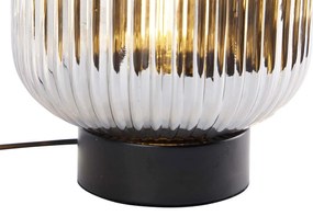 Smart tafellamp met dimmer zwart met smoke glas incl. Wifi A60 - Karel Art Deco E27 rond Binnenverlichting Lamp
