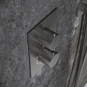 Saniclear Iron Curved inbouw thermostaat met inbouwdeel verouderd ijzer - gunmetal