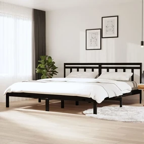 vidaXL Bedframe massief grenenhout zwart 160x200 cm