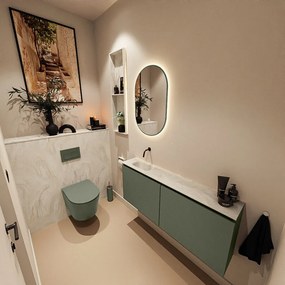 Mondiaz Ture DLux toiletmeubel 120cm army met wastafel ostra links zonder kraangat