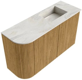 Mondiaz Joya DLux 70cm toiletmeubel ronding links oak met wastafel faye rechts 1 kraangat ostra