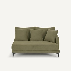 Halve bank in stone-kleurig fluweel, 2-zit, MODERNISTE