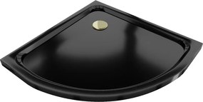 Mexen Flat halve ronde douchebak slim 100 x 100 cm, zwart, gouden sifon - 41701010G